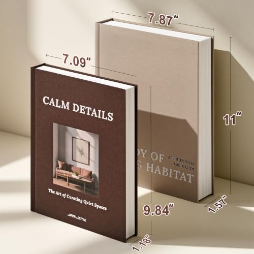 Decorative Linen Faux Book Set - Oatmeal-Brown, 2 Sizes for Home & Office