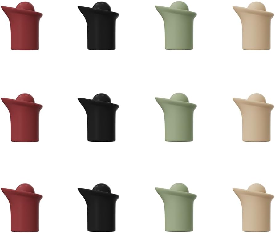 Silicone Wine Stopper for Wine Bottles, 2025 New Wine Stoppers for Wine Bottles, Seal Bottle Cover for Beer Champagne, Glass Bottle Sealer Covers Wine Stoppers for Home Use (12, Round Head)