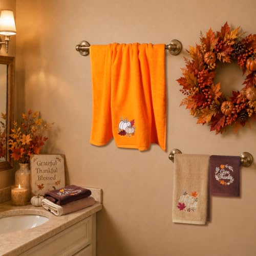 Autumn Harvest Pumpkin Bathroom Towel Set 6 Piece - Fall Decor Cotton