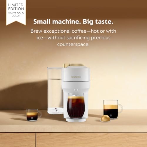 Nespresso Vertuo Pop+ Deluxe Coffee & Espresso Maker White & Gold