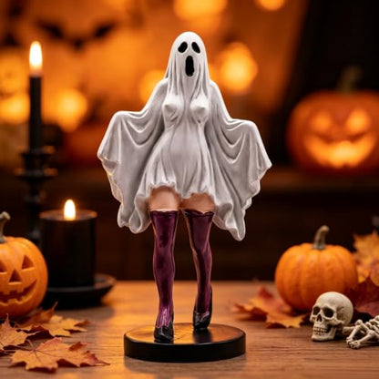 Halloween Ghost Resin Figurine with High Heels and Stockings – Spooky Halloween Decor Ornament