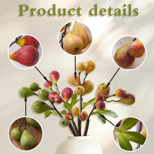 Artificial Fig Branches Set - Realistic Green, Pink, Red & Yellow Foliage for Home & Event Decor - 4 Pieces