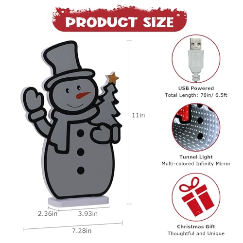 Snowman Infinity Mirror Tunnel Light - Indoor Christmas Decor with Variations