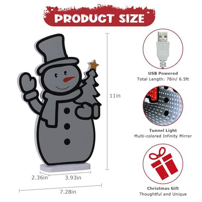 Snowman Infinity Mirror Tunnel Light - Indoor Christmas Decor with Variations