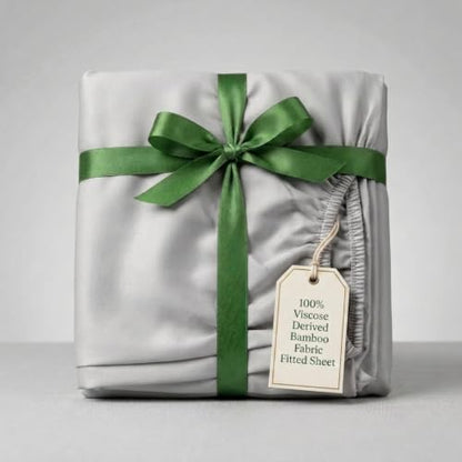King Size Light Grey Fitted Sheet 100% Viscose Bamboo 800 TC - Deep Pocket