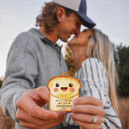 Engagement Keepsake Ornament for Couples - Wooden Toast Design 2026 Christmas Decoration