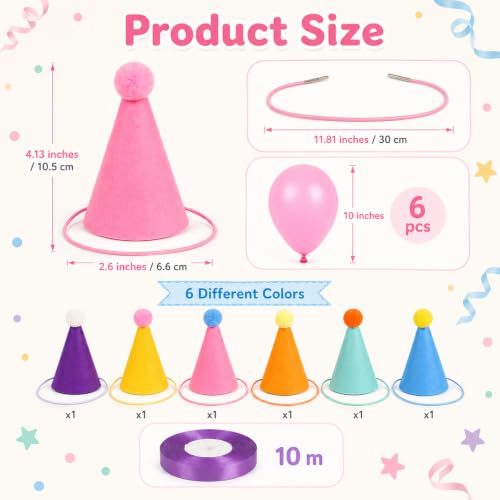 Mini Party Hats and Balloons Set for Stuffed Animals - Multicolor
