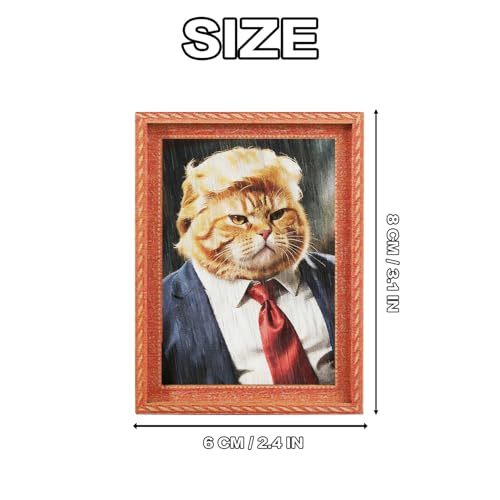 President Cat Fridge Magnets Set - Funny 3D Wooden Magnetic Art Decor for Refrigerator Garage or Kitchen - 2 Pieces (Variation: President Cat)