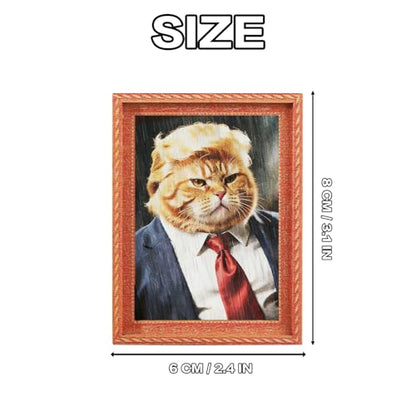 President Cat Fridge Magnets Set - Funny 3D Wooden Magnetic Art Decor for Refrigerator Garage or Kitchen - 2 Pieces (Variation: President Cat)
