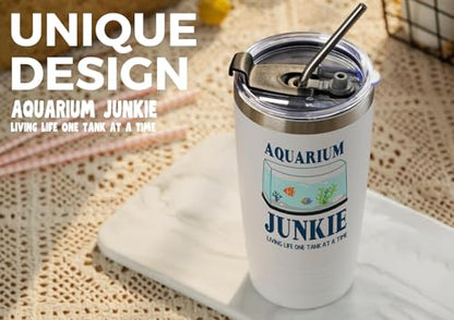 Insulated Fish Tank Gift Tumbler 20oz with Lid & Straw – Aquarium Lover Gift