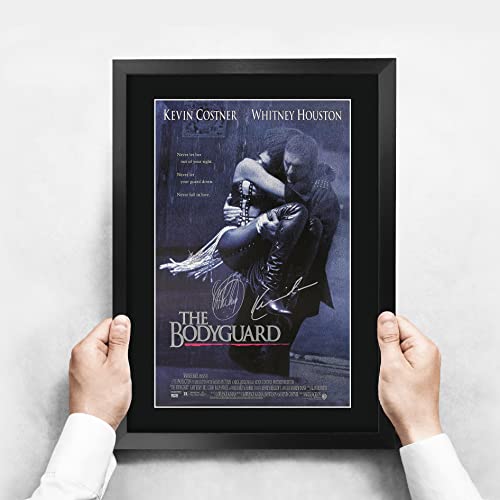 The Bodyguard Kevin Costner Whitney Houston Signed Poster Black Frame 16x12 Inches