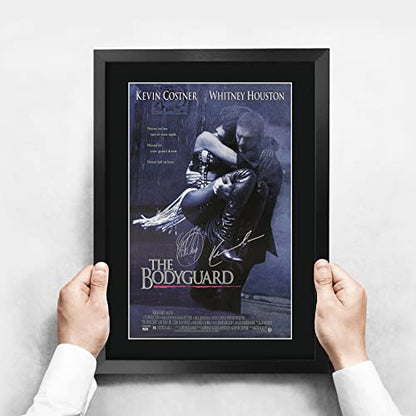 The Bodyguard Kevin Costner Whitney Houston Signed Poster Black Frame 16x12 Inches