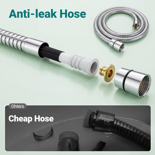 KOSNEW Chrome Handheld Shower Head with 5 Spray Modes - High Pressure, Lightweight