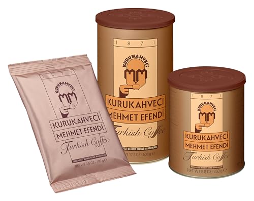 KURUKAHVECI MEHMET EFENDI Turkish Coffee, Arabica Beans, Roasted Ground,Rich Aroma, Fresh, Medium to Heavy-bodied, Original Taste Since 1871 (17.6 OZ / 500 Gr)