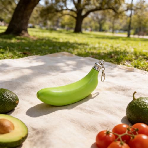 Stainless Steel Banana Shaped Hip Flask 5Oz - Green, Funny Fruit Wine Pot with Funnel for Camping & Hiking