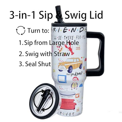 White Lobster Print 40oz Stainless Steel TV Tumbler with Lid & Straw - Funny TV Show Gift