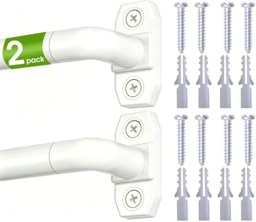2Pack Adjustable White Curtain Rods for French Doors & Small Windows - 28-48in