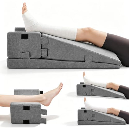 Leg Elevation Pillow Set for Post-Surgery Support - Adjustable Memory Foam Wedge