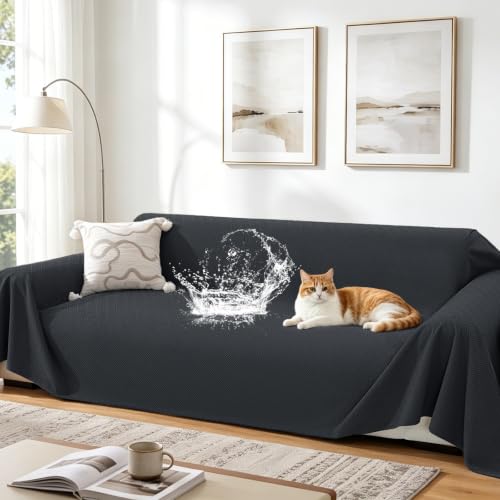 Waterproof Couch Cover for Dogs - Dark Gray, 78 x 91 Inches, Scratch Resistant