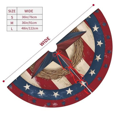 4th of July Patriotic Christmas Tree Skirt 36 Inch Star Pattern Holiday Decor