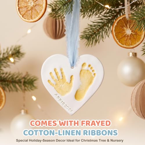 Baby Handprint Footprint Keepsake Ornament Kit - DIY Memory Gift for Newborns