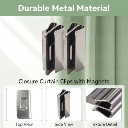 Magnetic Curtain Clips Closure Set for Window Privacy - 12 Pairs