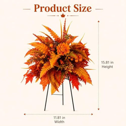 2pcs Fall Harvest Floral Garden Stake Set - 15.8in Autumn Decor