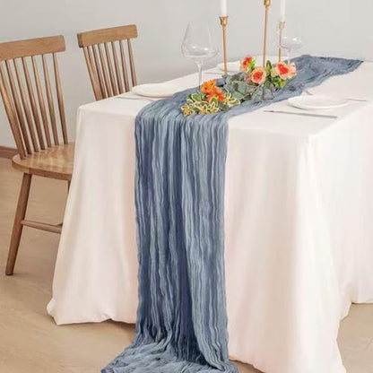 20 Pack Dusty Blue Cheesecloth Table Runner 10Ft - Elegant Gauze Linen for Wedding & Party Decor