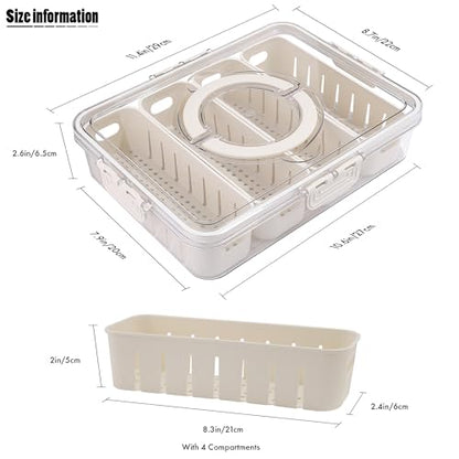 TAROSE Divided Serving Tray with Lid and Handle, Portable Snack Containers Snackle Box Snack Tray with Lid, Veggie Tray Charcuterie Boxes Fruit Tray Candy Organizer (8 Compartments)