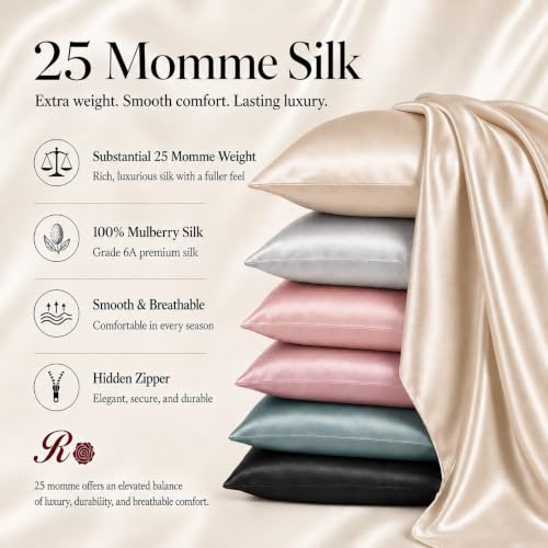Beige Mulberry Silk Pillowcase with Zipper - 25 Momme 6A Grade Luxury Bedding
