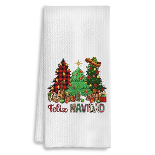Christmas Kitchen Towels 16x24 Inch Feliz Navidad Spanish Holiday Dish Hand Towels - 16-Christmas Towel