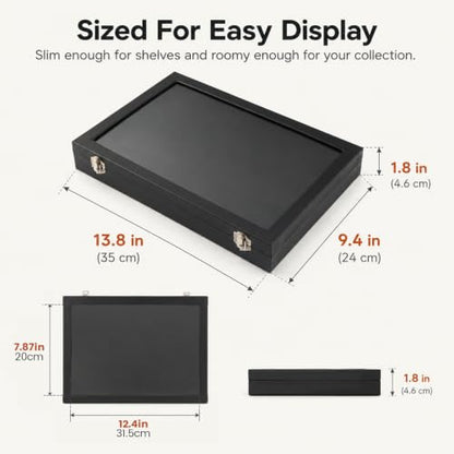 Pin Display Case 14x9 Inch Badge Frame Black Wall Mountable