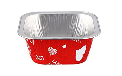 KEISEN square 4" 8oz 230ml 100/PK Disposable Aluminum Foil Cups for Muffin Cupcake Baking Bake Utility Ramekin Cup(happy hour)