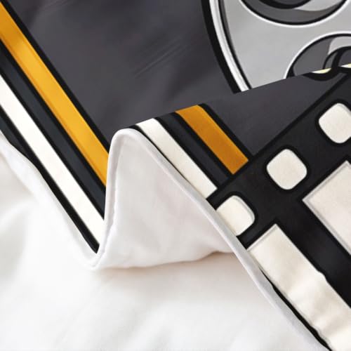 Popcorn Bedding Set - Black Red Queen Size Duvet Cover for Kids Boys Girls Movie Theater Theme