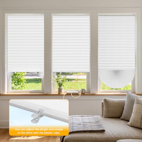 Temporary Blackout Window Blinds Shades 24 W x 71 H White - No Drill Adhesive Design