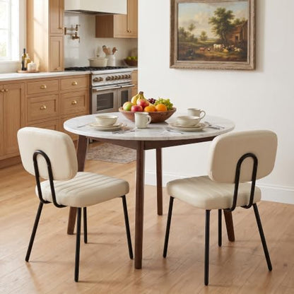 Set of 2 PU Leather Dining Chairs with Backrest - Modern Kitchen & Dining Room Seating