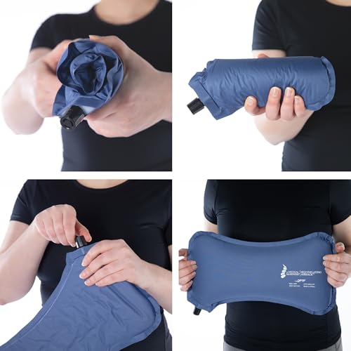 16 x 2 Inch Self-Inflating Travel Lumbar Support Pillow Pack of 2 - Portable Back Cushion