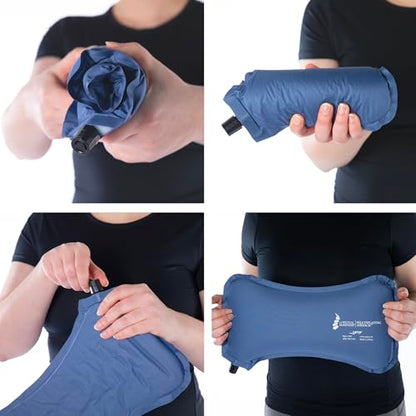 16 x 2 Inch Self-Inflating Travel Lumbar Support Pillow Pack of 2 - Portable Back Cushion