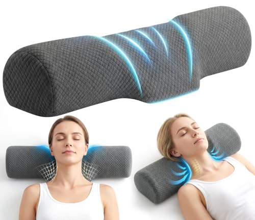 Neck Roll Pillow for Sleeping - Cervical Support with Memory Foam - Dual-Height Design