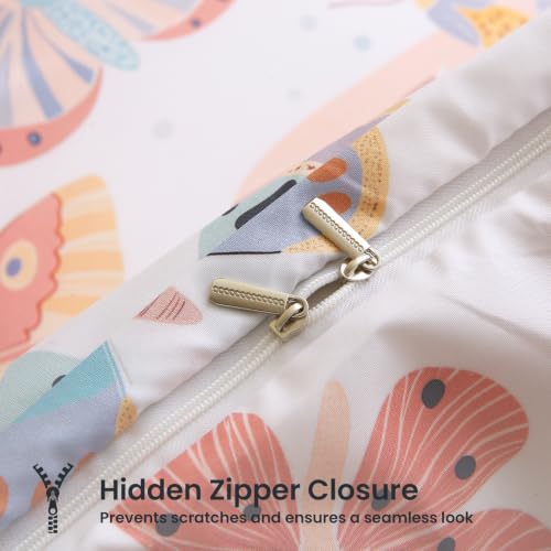Kids Duvet Cover Set Twin White Butterfly Playful & Soft Bedding