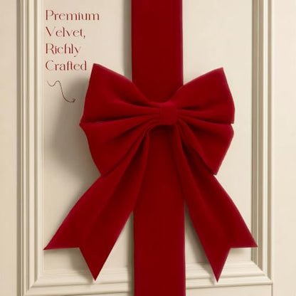 Red Velvet Christmas Cabinet Bows - Adjustable 6 Pack Holiday Decor