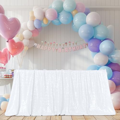 White Sequin Tablecloth 60x120 Inch Rectangular Sparkly Fabric Party Decor Variation of THIS listing