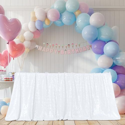 White Sequin Tablecloth 60x120 Inch Rectangular Sparkly Fabric Party Decor Variation of THIS listing