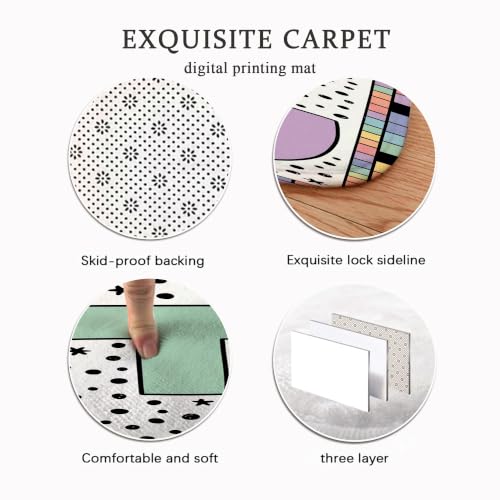Pastel Pink Read Runner Rug, Colorful Educational Letters Polka Dots, 2x3 Ft