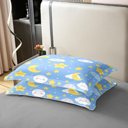 Manfei Cute Cartoon Moon Star Cloud Cotton Duvet Cover Set Queen Size - Star 04