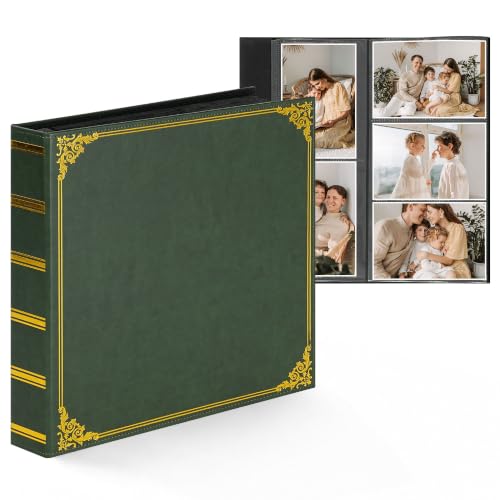 Large Green Photo Album 4x6 Faux Leather Holds 600 Pictures - Variation of 600 Pockets
