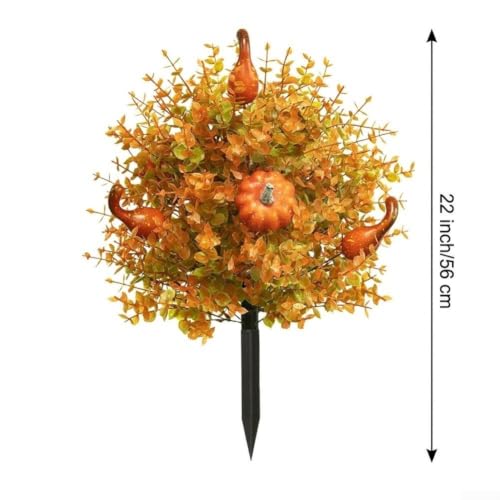 22 Inch Pumpkin Topiary Tree with Stake for Halloween & Fall Decor