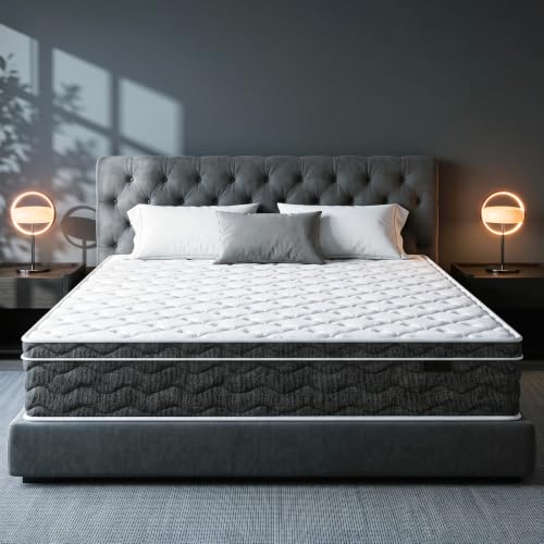 Grey 12-Inch Queen Size Mattress in a Box - Hybrid Gel Foam Support
