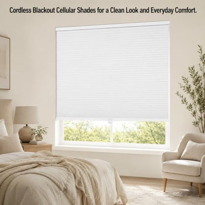 Black Cellular Window Shades Blackout Honeycomb Blinds for Bedroom & Living Room - Custom