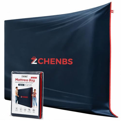 Queen Size Plastic Mattress Bag with Zipper - Heavy Duty 5 Mil Waterproof Cover Black